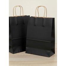İğne İzi 1.kalite 22X6 cm (12ADET) Siyah Renkli Kraft Kagıt Çanta,hediye Poşeti, Hediye Paketi, Kraft Çanta