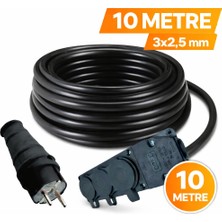 Kondel Aydınlatma 10 Metre Siyah Seyyar Uzatma Kablosu Cca 3x2,5 mm Topraklı – Fişli 3’lü Priz Kauçuk