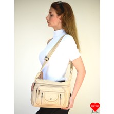 Jara Bag Pera Orijinal Yumuşak Yıkama Deri Çok Gözlü Anne Kol Çapraz Çanta