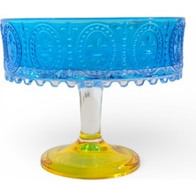 Sudedi Home Renkli Kabartma Desenli Cam Ayaklı Sunum Standı 19 cm