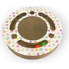 Özbience Toplu Yuvarlak Kedi Oyuncağı ve Tırmalama Yıldız Desenli 34 cm