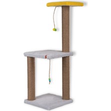 Özbience 82 cm Gri Iki Katlı Kedi Tırmalama Tahtası, Catnipli ve Minderli