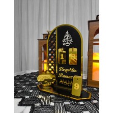 Allians Şık Ahşap Ramazan Takvimi ve Iftar Duası Hediyesi, Siyah-Golden Pleksi Ayna