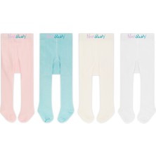 Novibaby 4'lü Bebek Pamuklu Külotlu Çorap, Çocuk Yenidoğan Pamuk Kız Erkek Okul Çorabı, Beyaz Ekru Pembe Vs.