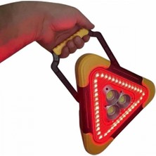 Marsilyan Reflektör Güneş Panelli Solarlı Şarjlı Üçgen Işıklı Trafik Reflektör Fener