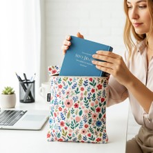 Woodycord El Yapımı Çıtıpıtı Çiçek Desenli Fermuarlı Kitap ve Tablet Kılıfı (21X26 Cm)