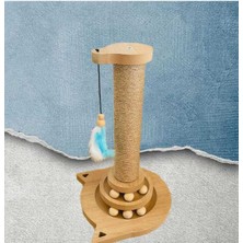 Özbience Doğal Ahşap Kedi Tırmalama ve Oyun Topu Seti