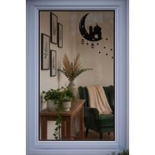 Allians Ramazan Cam Sticker, Hilal ve Fener Desenli, Siyah, 20X26,5 cm
