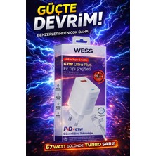 Wess 67W Hızlı Şarj Aleti Type-C Kablolu –turbo Şarj, Akıllı Çip, Isınma Korumalı Güçlü.
