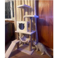 Özbience Beyaz Kedi Tırmalama Platformu 124 Cm, Eğlenceli ve Dayanıklı Tasarım
