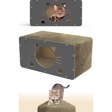 Özbience Doğal Ondüle Karton Kedi Tırmalama Kanepesi ve Evi