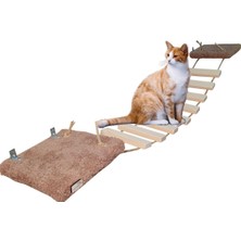 Özbience Kedi Parkuru, Peluş Raf, Duvarlı Basamaklı Kedi Yolu (130CM) Kahve