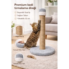 Özbience Açık Gri 52 cm Kedi Tırmalama Tahtası, Doğal Sisal Ip, Yuvarlak Taban