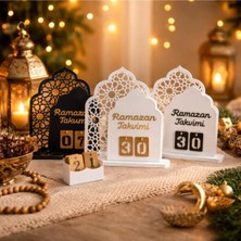 Allians Değiştirilebilir Gün Kartlı Beyaz-Gold Ramazan Takvimi, Dekoratif Masa Üstü