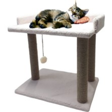 Özbience Rahat Teraslı Yataklı Ponponlu Kedi Tırmalama Oyun Alanı