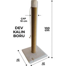 Özbience Uzun Kalın Borulu Beyaz Kedi Tırmalama Tahtası 100 cm