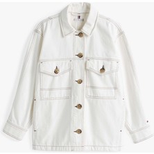 Tommy Hilfiger Kadın Beyaz Tommy Hilfiger Dnm Oversızed Utılıt, Ybl Beyaz Kadın Gömlek