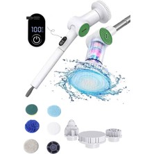 Allians Pratik Şarjlı Temizlik Fırçası, 8 Başlık, 3 Hız, Uzun Saplı, Ipx6