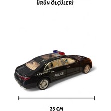 Sesli Işıklı Çek Bırak 23 cm Metal Kasa Açılabilir Kapılar Mercedes Polis Arabası
