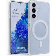 Vissona Samsung Galaxy S25 Uyumlu Kamera Korumalı Magsafe Wireless Şarj Özellikli Lüks Şeffaf Silikon Telefo