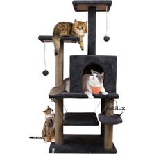 Özbience Renkli ve Rahat Salıncaklı Yuvalı Welsoft Kedi Evi ve Oyun Platformu