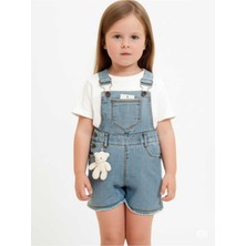 Özçelik Kız Çoçuk Kot Ayıcıklı Şort Slopet Mavi
