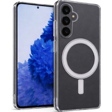 Vissona Samsung Galaxy S23 Fe Uyumlu Kamera Korumalı Magsafe Wireless Şarj Özellikli Lüks Şeffaf Silikon Tel