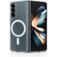 Vissona Samsung Galaxy Z Flip 4 Uyumlu Kamera Korumalı Magsafe Wireless Şarj Özellikli Lüks Şeffaf Silikon T