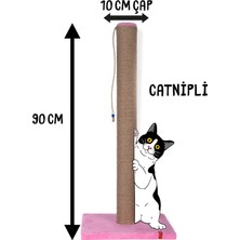 Özbience 90CM Large Catnip-Scented Thick Round Scratching Tree With Pink Cushion