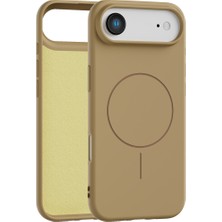 Vissona iPhone Air Uyumlu Içi Kadife Magsafe Wireless Şarz Özellikli Camel Renkli Telefon Kılıfı