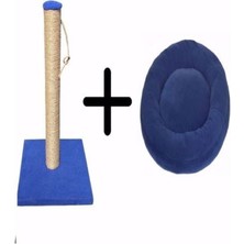 Özbience Lacivert Kedi Tırmalama Tahtası ve Yumuşak Simit Yatak Seti