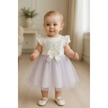 Baby Kız Bebek Kelebek Taş Baskılı Bandajlı Elbise Lila