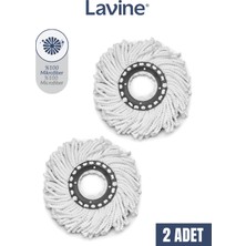 Allians 2'li Lavine 360 Dönerli Mop Yedek Başlık Mikrofiber Püskül, Tüm Kovalara Uyumlu