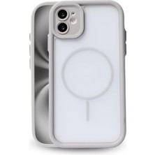 Vissona iPhone 12 Uyumlu Kamera Korumalı Magsafe Wireless Şarj Özellikli Mat Silikon Gri Renkli Silikon Tele