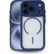 Vissona iPhone 17 Pro Uyumlu Kamera Korumalı Magsafe Wireless Şarj Özellikli Mat Silikon Lacivert Renkli Sil