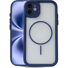 Vissona iPhone 11 Uyumlu Kamera Korumalı Magsafe Wireless Şarj Özellikli Mat Silikon Lacivert Renkli Silikon