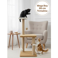 Özbience Mega Boy 86 cm 3 Katlı Peluş Yumuşacık Kedi Tırmalama Yatağı