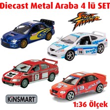 Kinsmart Street Fighter 1:36 4’lü Metal Model Araba Seti (Lexus IS300, Evo Vıı Wrc, Integra Type R, Impreza Wrc 2007)