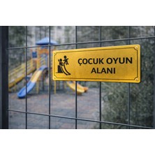 Outdoor One Çocuk Oyun Alanı Gold Metal Uyarı Levhası 10x25 cm – Site İçin