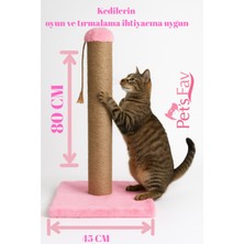 Özbience Renkli Peluş Tırmalama Tahtası, 80 cm Doğal Jüt Halatlı Kedi Oyuncağı
