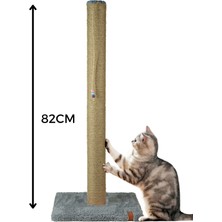 Özbience 82CM Lüx Jüt Tırmalama Tahtası, Catnipli, Gri Minder Yüzey