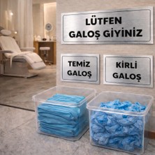 Outdoor One Lütfen Galoş Giyiniz Gümüş Uyarı Levhası – Temiz Kirli Galoş Set