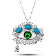 Bazarhane Gümüş Gözyaşı Damlası Koruyucu Bakış Kolye