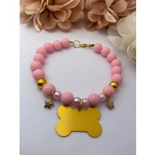 Özbience Pembe Gold Boncuklu Yıldız Charmlı Kedi ve Köpek Tasması