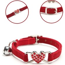 Özbience Yumuşak Kedi Boyun Tasması, Kırmızı Kalp Aksesuarlı, Konforlu ve Şık