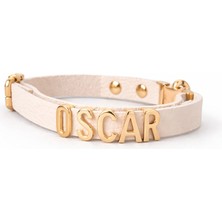 Özbience Kişiselleştirilebilir Kedi Tasması, Krem Renk, Ayarlanabilir ve Şık