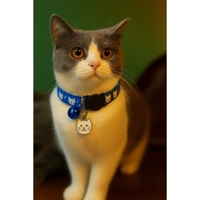 Özbience Kedi Desenli Süslü Ayarlanabilir Tasma, Güvenlik Tokalı, Zilli, 4 Renk