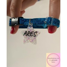 Özbience Mavi Yıldız Şeklinde Tasma, Glitter Detaylı, Küçük Irk ve Kedi Için