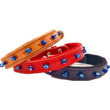 Özbience Deri Nazar Boncuklu Kedi ve Köpek Tasmaları, 38CM x 1,5cm, 3’lü Set