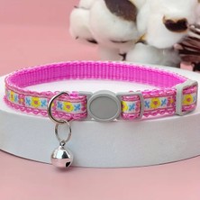 Özbience Çiçek Desenli Küçük Irk Köpek ve Kedi Boyun Tasması, Güvenlik Kilitli